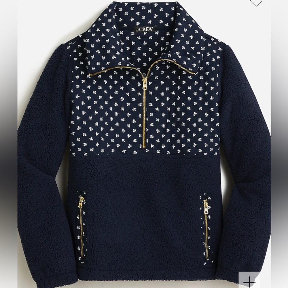 Jcrew Quilted Sherpa fleece half-zip pullover